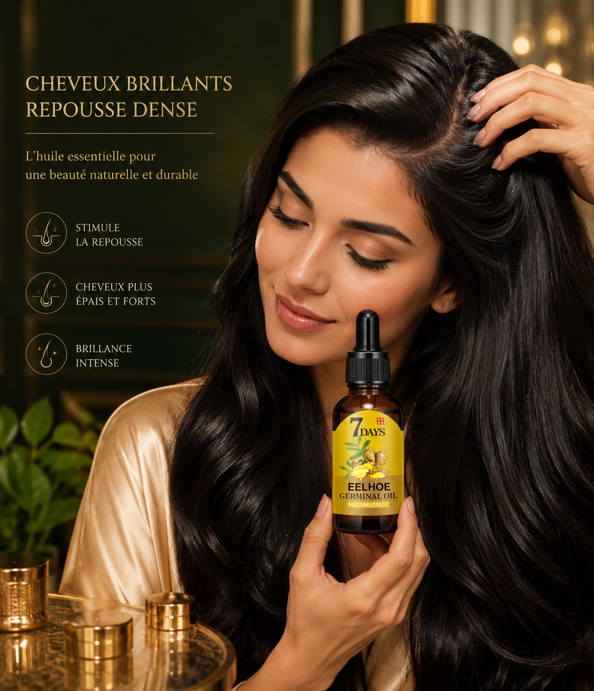 Huile nourrissante cheveux brillance et repousse dense
